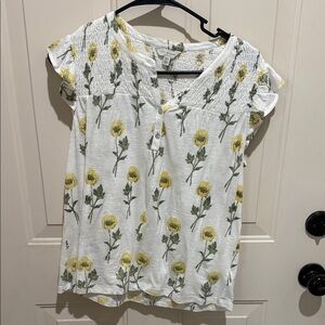 Lucky Brand White and Yellow Floral Blouse